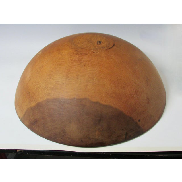 Arts & Crafts Mid 20th Century Large Wooden Walnut Branded Parrish Bowl For Sale - Image 3 of 12