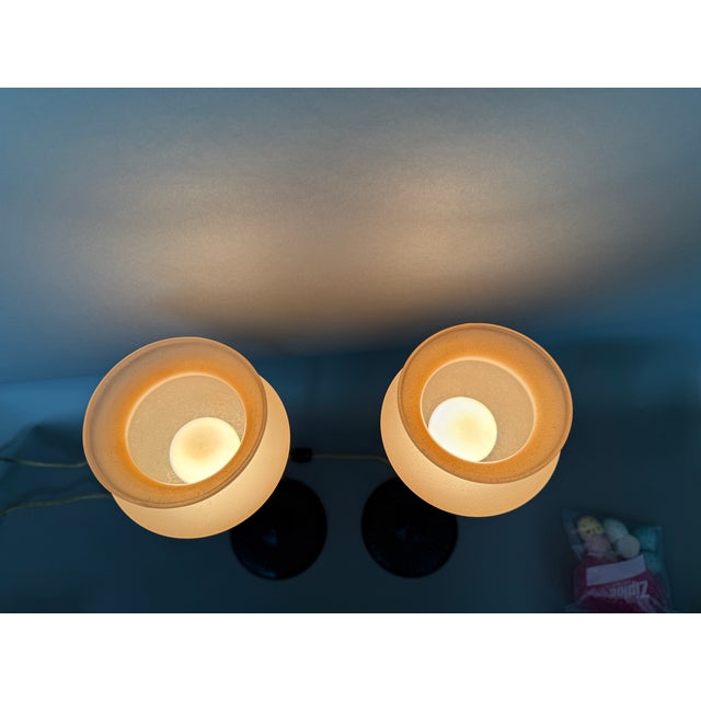 Vintage Torchiere Torch Light Vase Shaped Amber Beaux Arts Mission Style Table Lamps - A Pair For Sale - Image 16 of 16