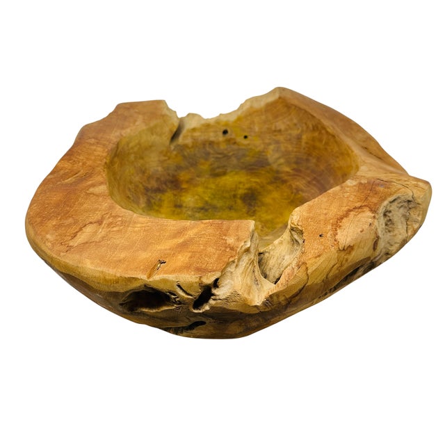 Monumental 20” Hand-Carved Teak Root Sculptural Centerpiece Bowl - 19 Lbs, Early 2000s For Sale - Image 13 of 18