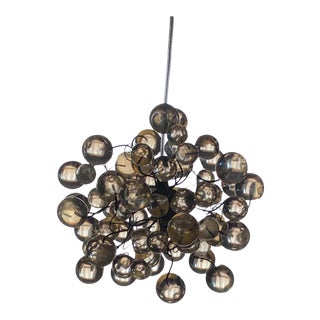 Mid-Century Modern Gold Glass Balls on Wire Free-Formable Hanging Light For Sale