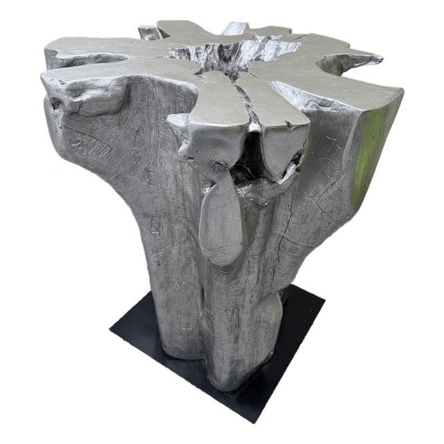 Attributed to Phillips Collection Freeform Bar Table - Silver Leaf For Sale