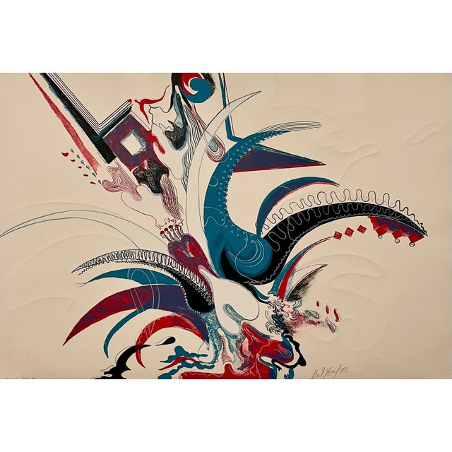 Myriam Bat Yosef, Feminist Surrealist French Woman Abstract Lithograph Embossing Myriam Bat-Yosef, 1973 For Sale