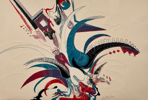 Myriam Bat Yosef, Feminist Surrealist French Woman Abstract Lithograph Embossing Myriam Bat-Yosef, 1973
