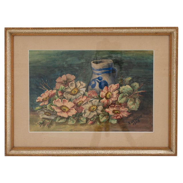 1943 Belgian Wall Art With Wooden Frame For Sale - Image 10 of 18