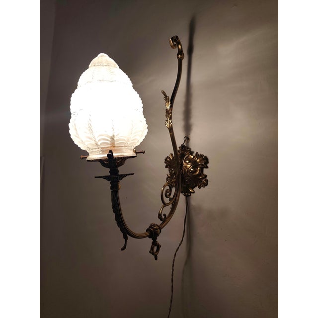Spanish Art Nouveau Bronze Wall Sconce, 1940s For Sale - Image 10 of 11