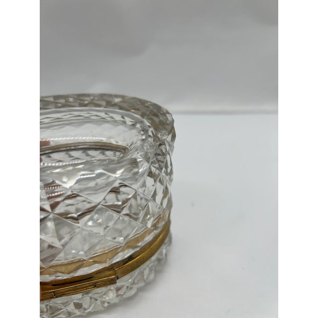 French Baccarat Style Crystal Glass & Ormolu Mounted Oval Casket Box For Sale In Boston - Image 6 of 8
