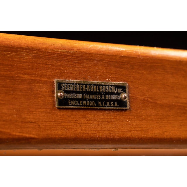 Vintage Brass Apothecary Balance Scale in Wood & Glass Case by Seederer-Kohlbusch For Sale - Image 9 of 11