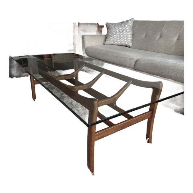 1960s Sculptural Walnut & Glass Coffee Table, Attributed to Adrian Pearsall For Sale
