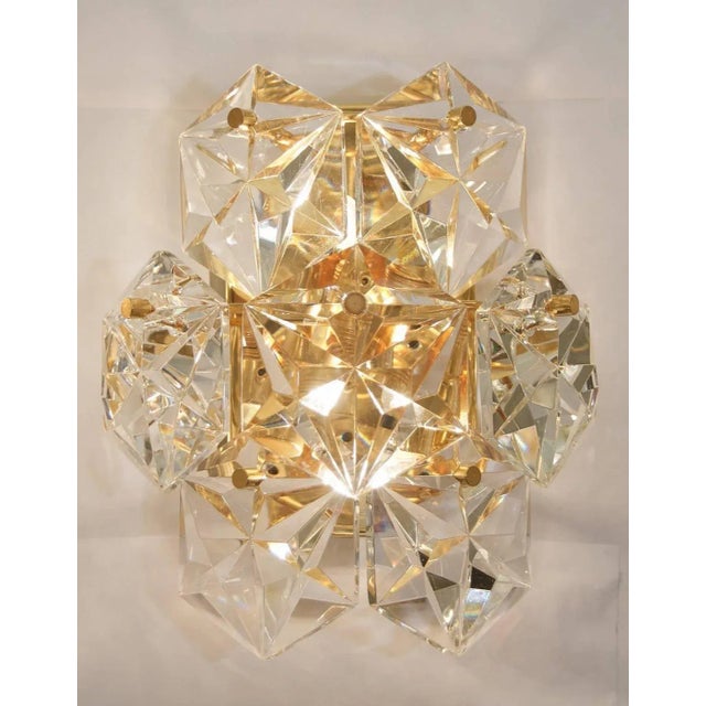 Faceted Crystal and Gilt Metal Light Fixtures by Kinkeldey, Germany, 1960s, Set of 4 For Sale - Image 3 of 11