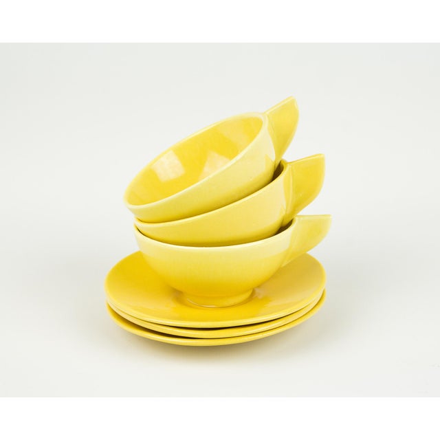 MidCentury Yellow Coffee Cups With Saucer Set of 3 Chairish