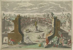 Georg Balthasar Probst, Optical Illustration of a Roman Amphitheatre, Print