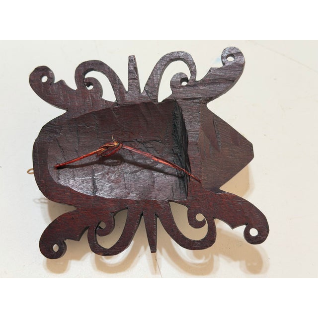 Vintage Indonesian Borneo Dayak-Style Hand-Carved Wood Wall Mask For Sale In Portland, OR - Image 6 of 7