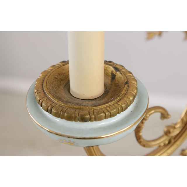 1940s Vintage Sevres Style French Porcelain 8 Light Chandelier For Sale - Image 5 of 18