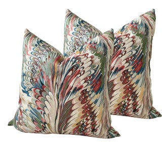 Lee Jofa Taplow in Spice and Leaf Pillows - a Pair For Sale