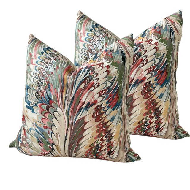 Lee Jofa Taplow in Spice and Leaf Pillows - a Pair For Sale