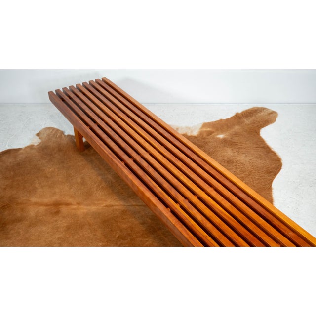 Wood Mid Century Charles Webb Cherry Wood Slat Bench, 1990s. For Sale - Image 7 of 17
