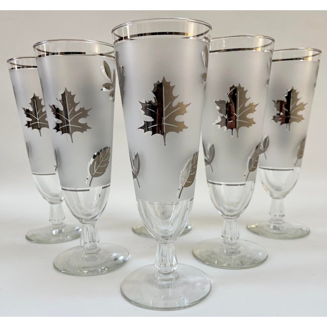 Mid 20th Century Vintage Sterling Silver Leaf Foliage Drinking Cocktail Glasses - Set of 7 For Sale - Image 5 of 9