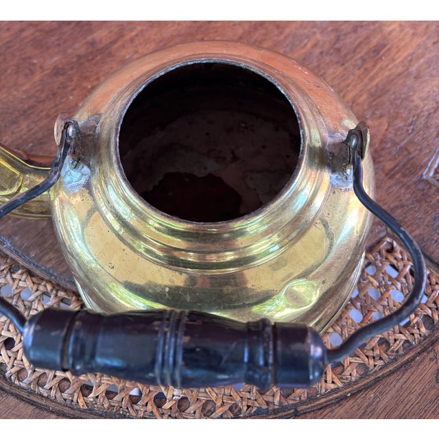 Vintage Solid Brass Tea Kettle With Wood Grip For Sale In Kansas City - Image 6 of 8
