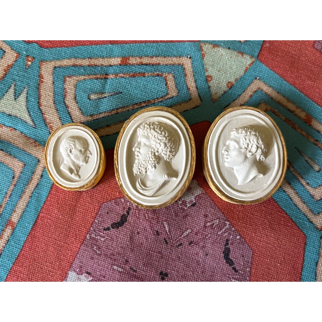 Early 19th Century Antique Italian Grand Tour Plaster Intaglios of Roman Emperors & Classical Figures - Set of 12 (Group #12) For Sale - Image 5 of 12
