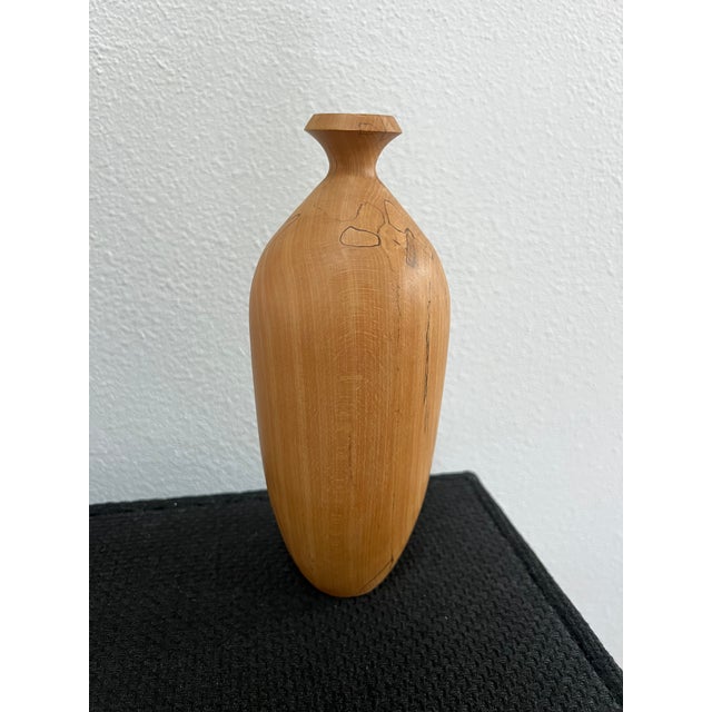 Mid-Century Modern Studio Craft Turned Solid Beech Wood Vase / Sculptural Vessel For Sale - Image 3 of 6