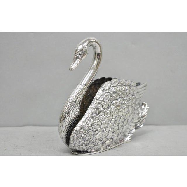 Vintage Art Nouveau Godinger Italy Silver Plated Swan Bird Napkin Letter Holder For Sale In Philadelphia - Image 6 of 13