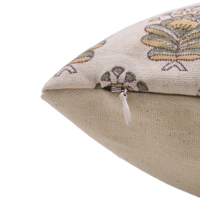 Art Deco Fabdivine Indian Block Print Cushion Cover 20x20 Inch Duck Canvas-Bheeshma For Sale - Image 3 of 4