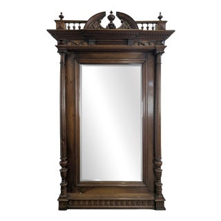 Large Renaissance Mirror in Solid Walnut For Sale