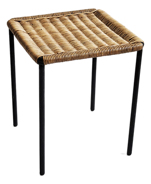 Mid-Century Modern Forged Iron and Rattan Side Table by Carl Auböck, 1950s