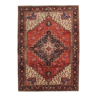 Vintage Hand-Knotted Persian Heriz Rug 7'11" X 11'0" For Sale