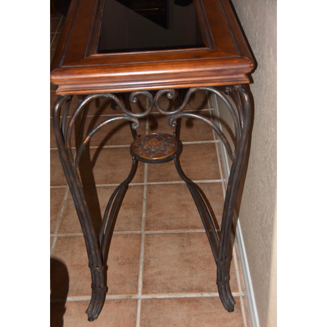 Tuscan Style Wood Iron and Glass Foyer Entry Table Chairish