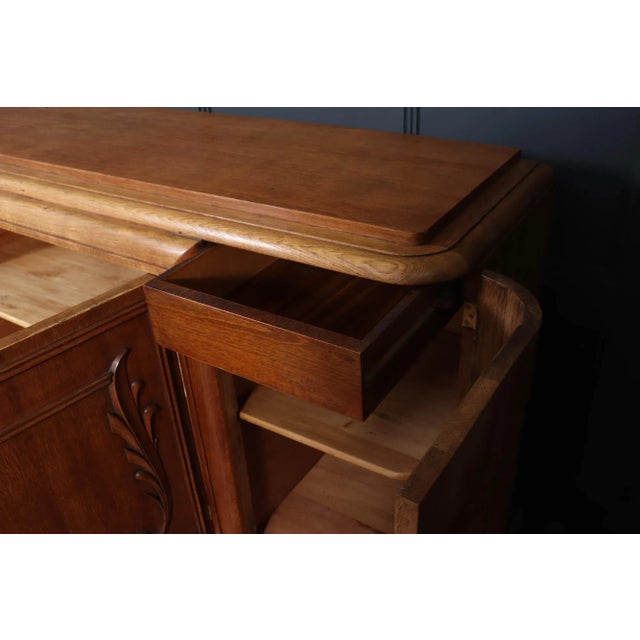 French Art Deco Oak Sideboard with Carved Doors, 1930s For Sale - Image 10 of 17