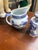 Mid-Century Modern 1970s Pair of Blue and White Ceramic Dishes- Pitcher and Bath Oil Jar For Sale - Image 3 of 6