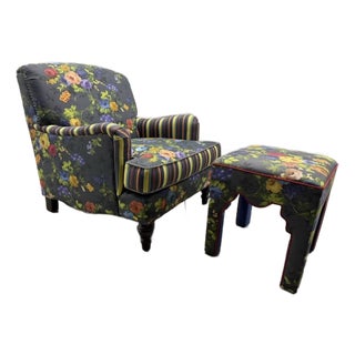 Mackenzie-Childs Club Chair & Ottoman For Sale