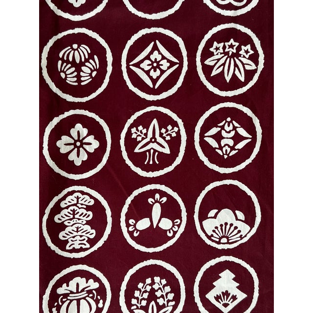 Burgundy Japanese Furoshiki Cloth Textile Panel For Sale - Image 8 of 12