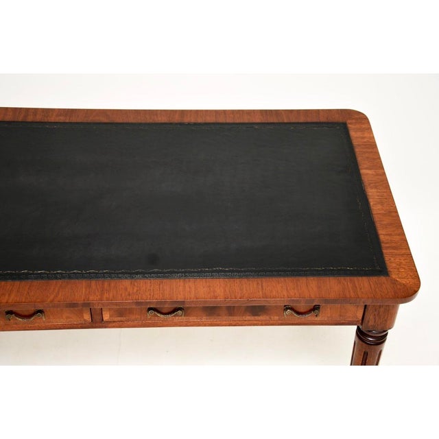 Wood Antique Georgian Leather Top Writing Table, 1950s For Sale - Image 7 of 11