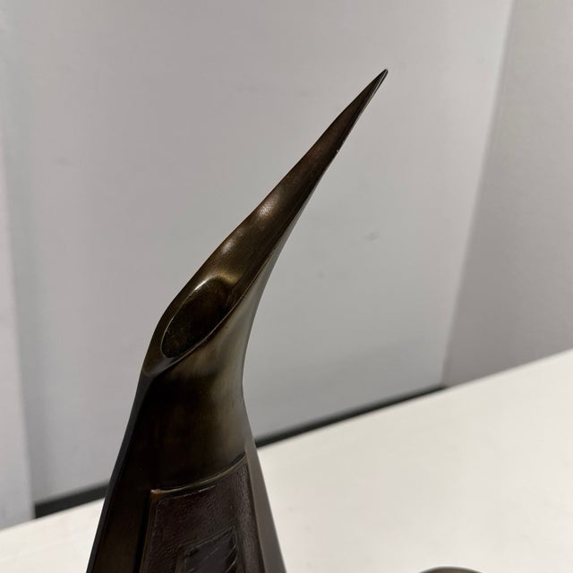 Metal R & Y Augousti Paris Bird Sculptural Tall + Short Vases, Vintage For Sale - Image 7 of 12