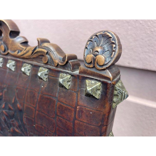 Antique Spanish Revival Embossed Leather Dining Chairs, Set of 6 For Sale In Naples, FL - Image 6 of 12