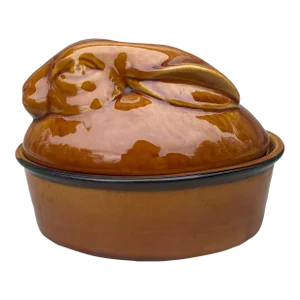 French Pottery Majolica Rabbit Pâté Tureen Circa 1950