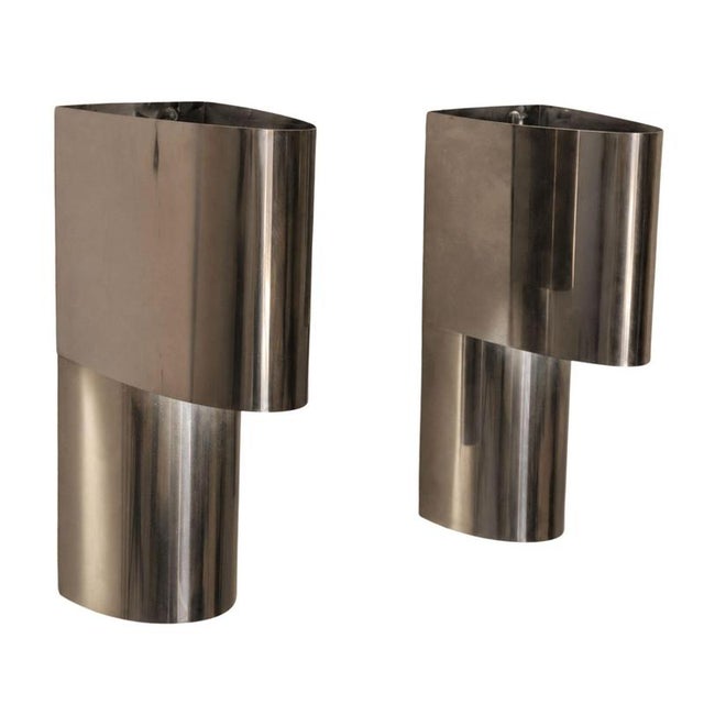 Gold Italian Sconces Curved Steel Wall Lights by Edera Radici for SAGIM, 1970s, Set of 2 For Sale - Image 8 of 8