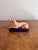 Quality antique Victorian Staffordshire Greyhound inkwell, having a greyhound laying on a shaped blue coloured base, hand...