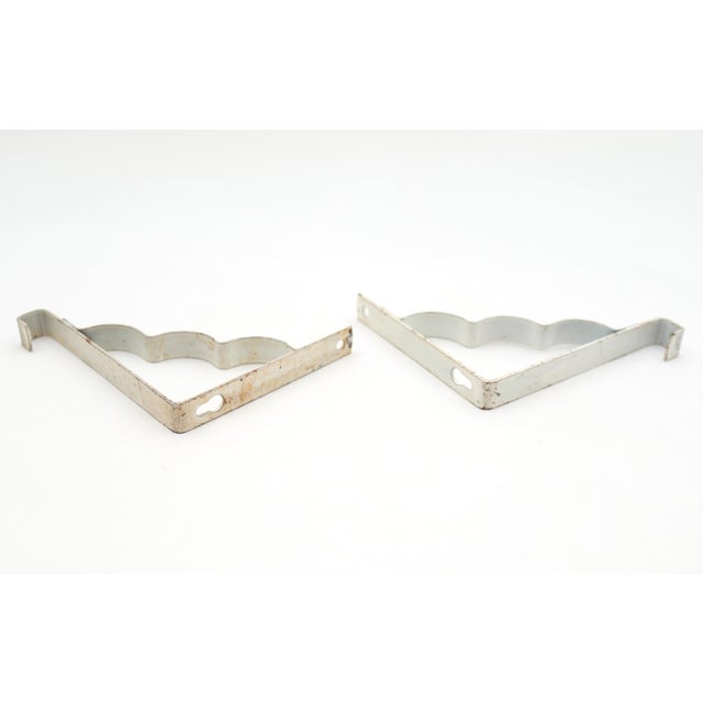Mid 20th Century Pair of Vintage White Steel Shelf Brackets For Sale - Image 5 of 5