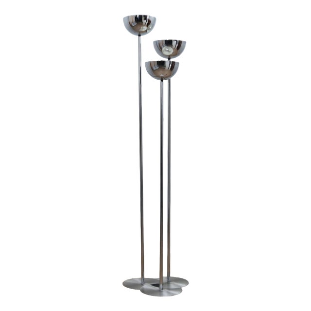 Space Age Italian Chrome 3-Column Floor Lamp from Lamperti, 1970s For Sale