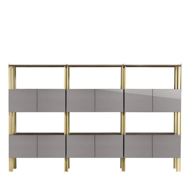 Contemporary Flexor Gray Polished-Lacquered Wood and Aluminum Bookshelf by Robert Stadler For Sale - Image 3 of 3