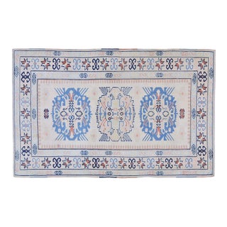 Vintage Turkish Oushak Hand Knotted Wool Rug, 4'2"x6'6" For Sale