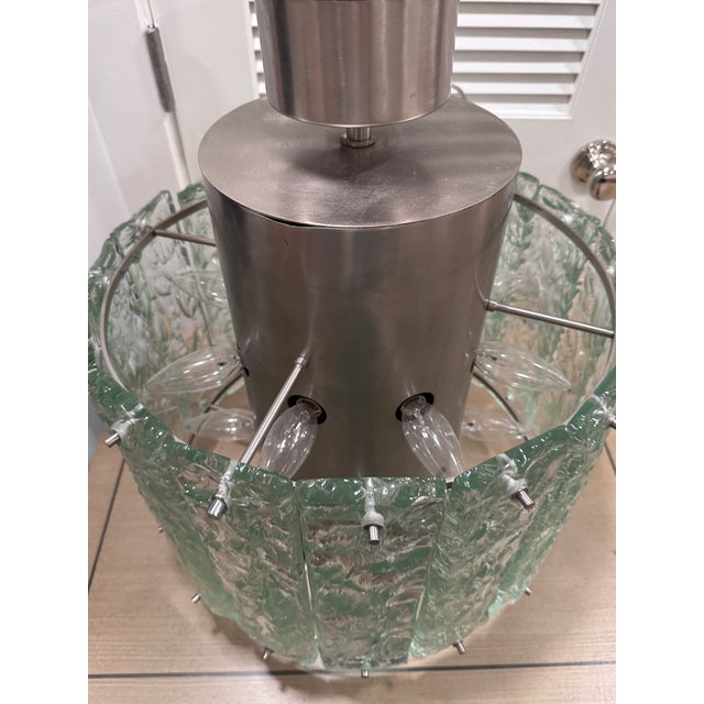 Italian 1970s Italian “Ice” Glass Pendant For Sale - Image 3 of 8