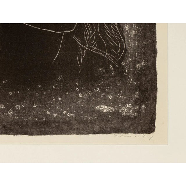 1950s Fritz Kronenberg, Girl with Flower in Her Hair, 1950, Black & White Lithograph, Framed For Sale - Image 5 of 8