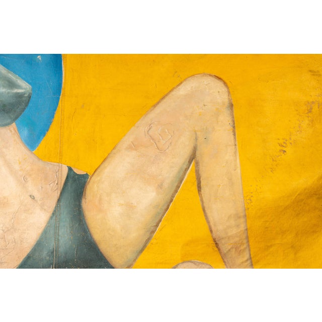 Mid 20th Century Mid-20th Century “Long Necked Lady From Burma” Carnival Sideshow Banner For Sale - Image 5 of 10