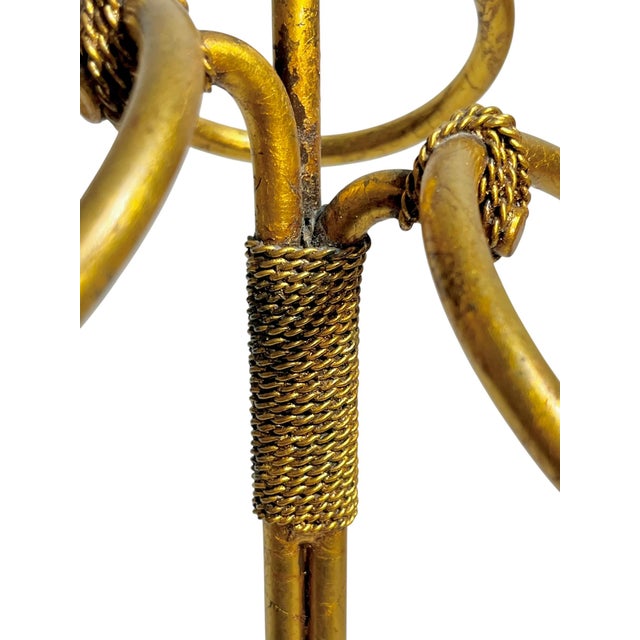 Vintage Italian Gold Tole Freestanding Towel Ring Stand For Sale - Image 9 of 11