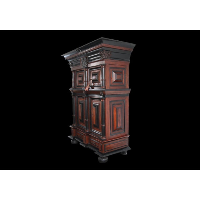 17th Century Dutch Baroque Revival Kussenkast Armoire Cabinet For Sale - Image 4 of 11