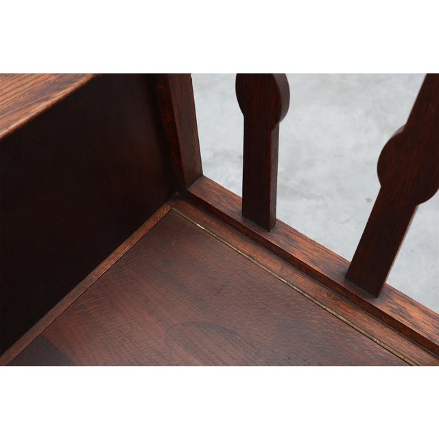 Modernist Art Deco Bench with Lift-Top Storage Seat in Oak, Belgium, 1920s For Sale - Image 17 of 18